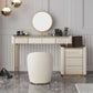 Metal Luxurious Dressing Table in Beige 5 Wood Storage Drawers Vanity Clearhalo 'Bedroom Furniture' 'furn' 'furn_makeup_vanities' 'Furniture' 'Makeup Vanities' 'makeup_vanities' 5791435
