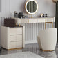 Metal Luxurious Dressing Table in Beige 5 Wood Storage Drawers Vanity Clearhalo 'Bedroom Furniture' 'furn' 'furn_makeup_vanities' 'Furniture' 'Makeup Vanities' 'makeup_vanities' 5791447