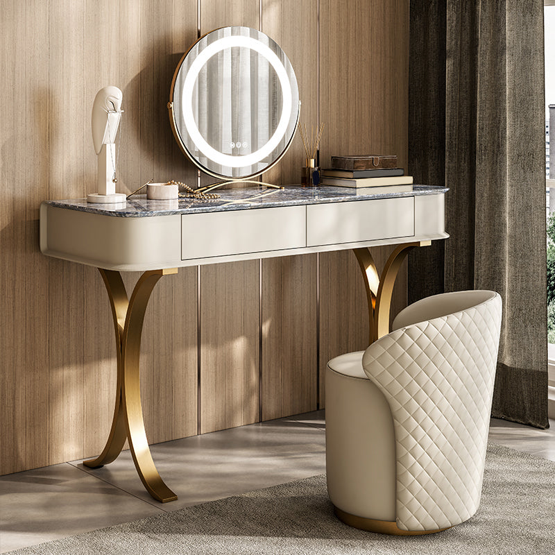 Luxuriöser Metall-Make-up Eitelkeit 2 Aufbewahrungsschubladen Eitelkeitstisch Set