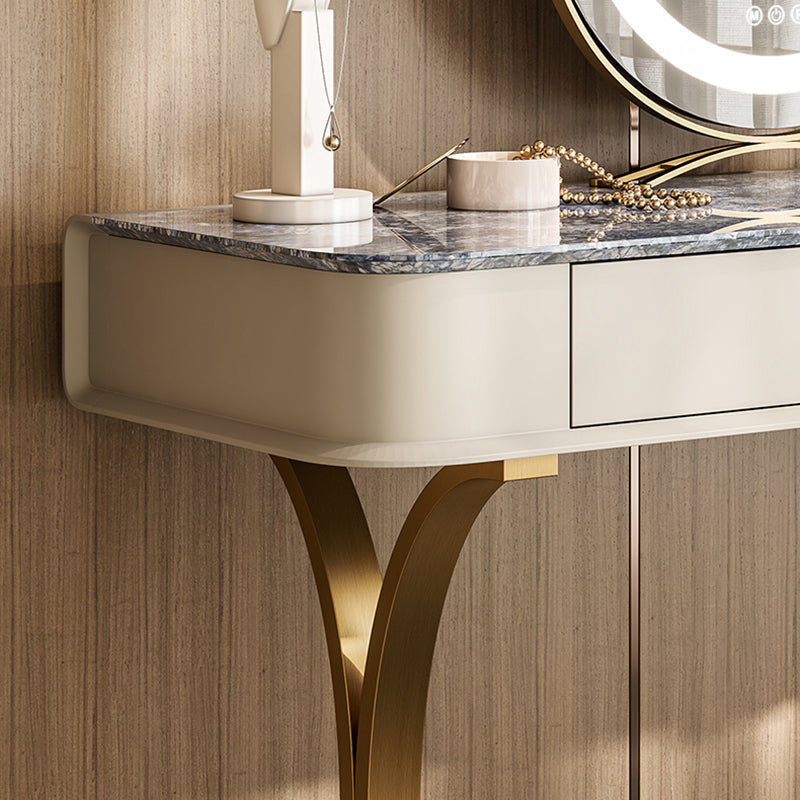 Luxuriöser Metall-Make-up Eitelkeit 2 Aufbewahrungsschubladen Eitelkeitstisch Set