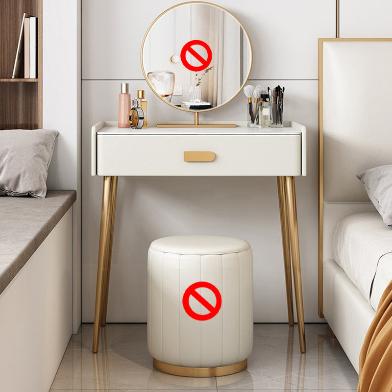 Stone Top Make -up -Schminktisch in weißer luxuriöser Metallwaschtisch