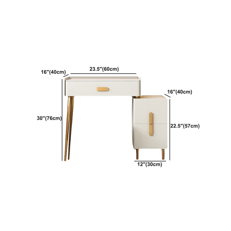 Stone Top Make -up -Schminktisch in weißer luxuriöser Metallwaschtisch