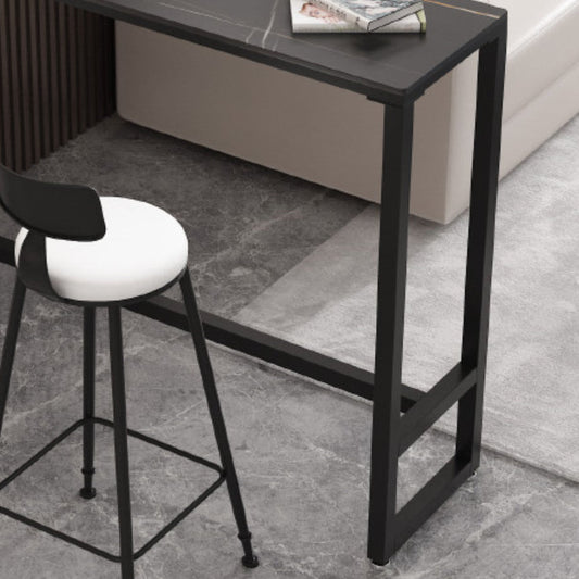 Indoor Stone and Steel Bar/Dinette Table Rectangle Industrial Trestle Bistro Bar Desk Clearhalo 'Bar Furniture' 'Bar Tables' 'bar_tables' 'furn' 'furn_bar_tables' 'Furniture' 'Kitchen & Dining Furniture' 5791612