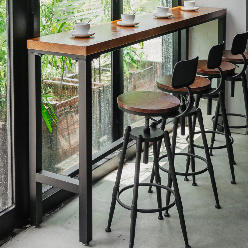 Coffee Shop Hall/Pub Table Industrial Rectangle Footrest Bar Height Table in Natural Clearhalo 'Bar Furniture' 'Bar Tables' 'bar_tables' 'furn' 'furn_bar_tables' 'Furniture' 'Kitchen & Dining Furniture' 5791666