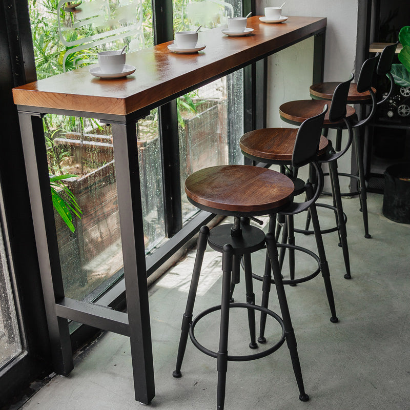 Coffee Shop Hall/Pub Table Industrial Rectangle Footrest Bar Height Table in Natural Clearhalo 'Bar Furniture' 'Bar Tables' 'bar_tables' 'furn' 'furn_bar_tables' 'Furniture' 'Kitchen & Dining Furniture' 5791668