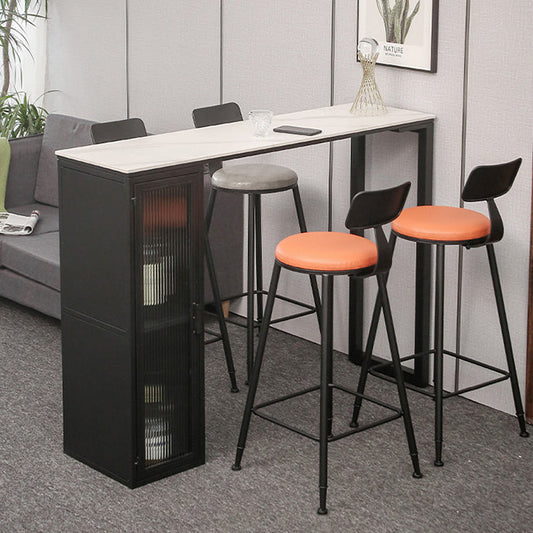 Tavolo da pranzo moderno di rettangolo interno con barra da cocktail in pietra in pietra