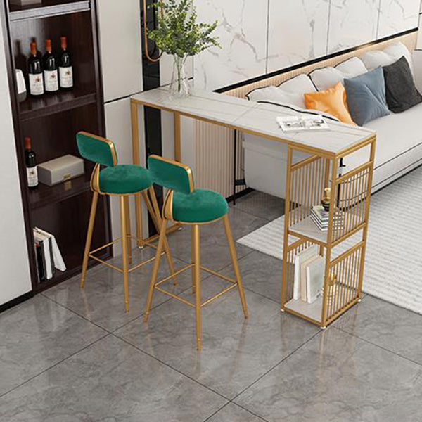 Glam soggiorno altezza della barra di altezza in pietra e tavolo da pub altezza della barra metallica