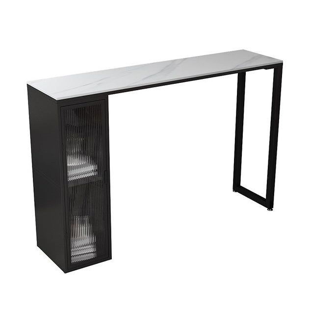 Rectangle Double Pedestal Bar Stool Table Modern Storage Indoor Bar Wine Table Without Chairs Clearhalo 'Bar Furniture' 'Bar Tables' 'bar_tables' 'furn' 'furn_bar_tables' 'Furniture' 'Kitchen & Dining Furniture' 5791773