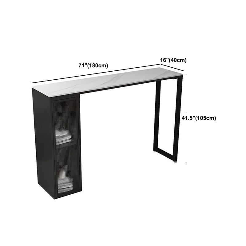 Rectangle Double Pedestal Bar Stool Table Modern Storage Indoor Bar Wine Table Clearhalo 'Bar Furniture' 'Bar Tables' 'bar_tables' 'furn' 'furn_bar_tables' 'Furniture' 'Kitchen & Dining Furniture' 5791783