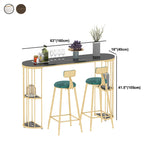 Table de bar à bistrot de salon glamour en pierre ovale et bistrot en métal avec rangement