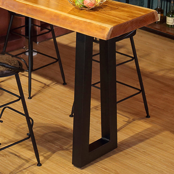 Modern Rectangle Counter Height Table Solid Wood and Metal Counter Wine Table Clearhalo 'Bar Furniture' 'Bar Tables' 'bar_tables' 'furn' 'furn_bar_tables' 'Furniture' 'Kitchen & Dining Furniture' 5791874