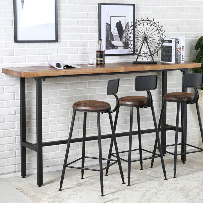 Table de la hauteur du comptoir rectangle intérieur Trestle en bois massif comptoir naturel