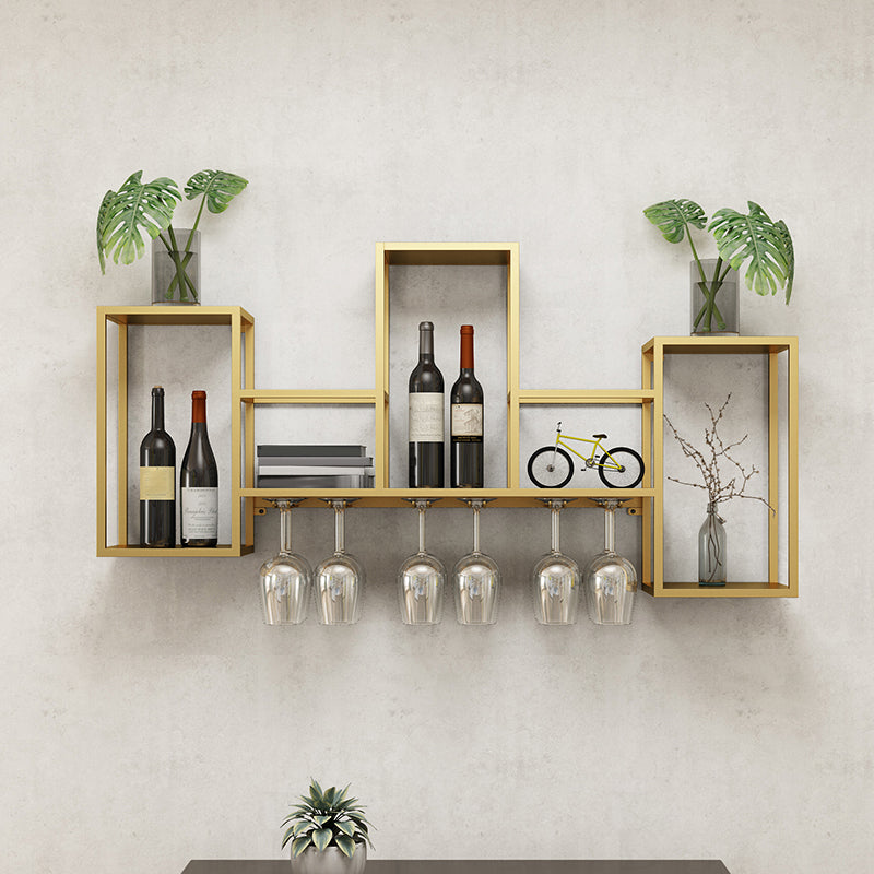 豪華なアイアンワインラックウォールマウントワイングラスステムウェアラックホルダー