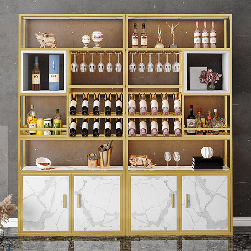 Botella de vino de metal y rejilla de vidrio Rack de vino moderno con estante