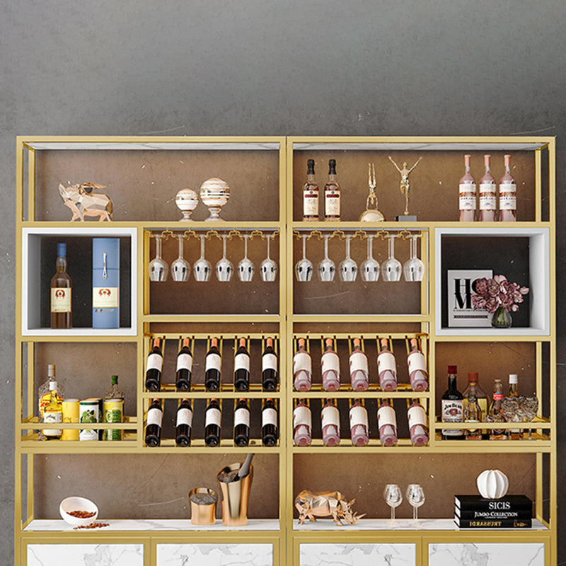 Botella de vino de metal y rejilla de vidrio Rack de vino moderno con estante