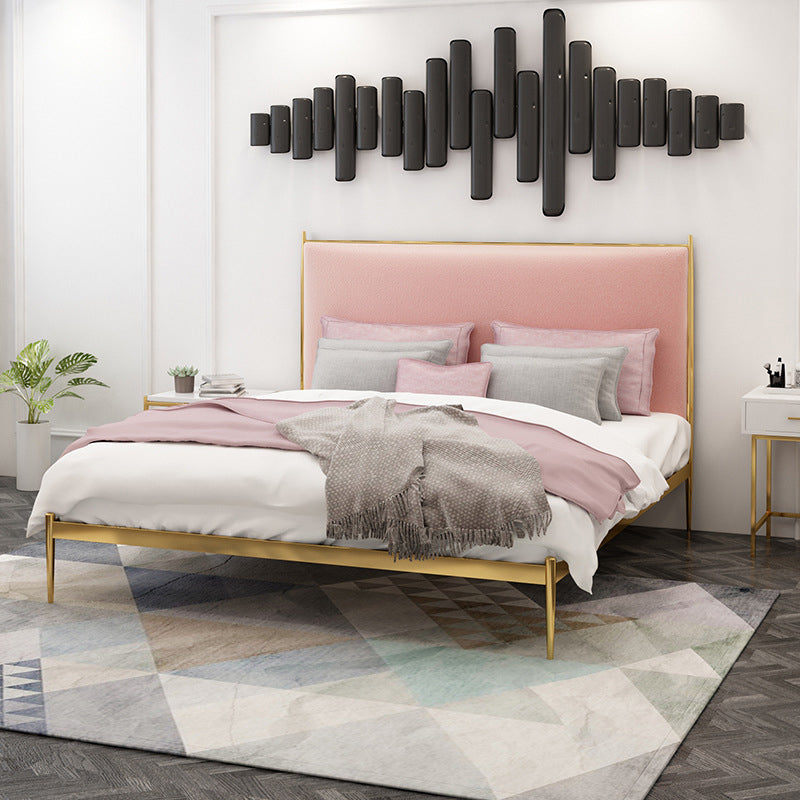 Polsterer Bettenrahmen luxuriöses Metallstandardbett im goldenen Finish