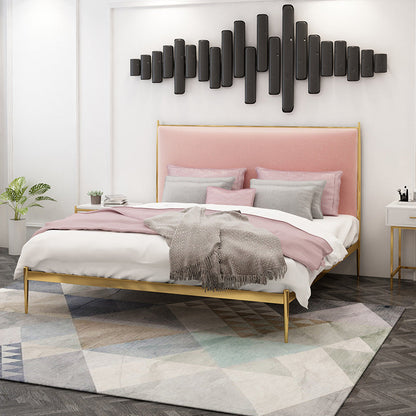 Upholstered Bed Frame Luxurious Metal Standard Bed in Gold Finish