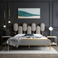 Upholstered Standard Bed Iron Bed Frame with Headboard and Metal Legs