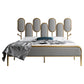 Upholstered Standard Bed Iron Bed Frame with Headboard and Metal Legs
