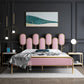 Upholstered Standard Bed Iron Bed Frame with Headboard and Metal Legs