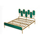 Upholstered Standard Bed Iron Bed Frame with Headboard and Metal Legs