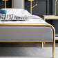 Upholstered Standard Bed Iron Bed Frame with Headboard and Metal Legs