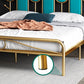 Upholstered Standard Bed Iron Bed Frame with Headboard and Metal Legs
