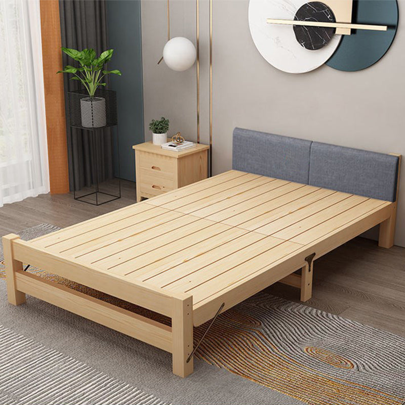 Scandinavian Wood Foldable Bed Low Profile Upholstered Bed with Mattress Twin Single Bed Clearhalo 'Bedroom Furniture' 'Beds' 'furn' 'furn_beds' 'Furniture' 5792220