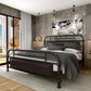 Industrial Nailhead Upholstered Bed Frame Metal 43.3" Tall Bed Full XL Black Clearhalo 'Bedroom Furniture' 'Beds' 'furn' 'furn_beds' 'Furniture' 5792225