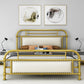 Industrial Nailhead Upholstered Bed Frame Metal 43.3" Tall Bed Gold Clearhalo 'Bedroom Furniture' 'Beds' 'furn' 'furn_beds' 'Furniture' 5792227