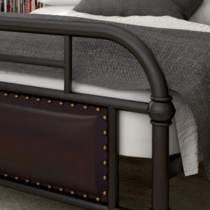 Industrial Nailhead Upholstered Bed Frame Metal 43.3" Tall Bed Clearhalo 'Bedroom Furniture' 'Beds' 'furn' 'furn_beds' 'Furniture' 5792232