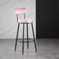 Industrial Metal Footrest Bar Chair Round Upholstered Bar Stool Pink 1 Piece Clearhalo 'Bar Furniture' 'Bar Stools' 'bar_stools' 'furn' 'furn_bar_stools' 'Furniture' 'Kitchen & Dining Furniture' 5792326