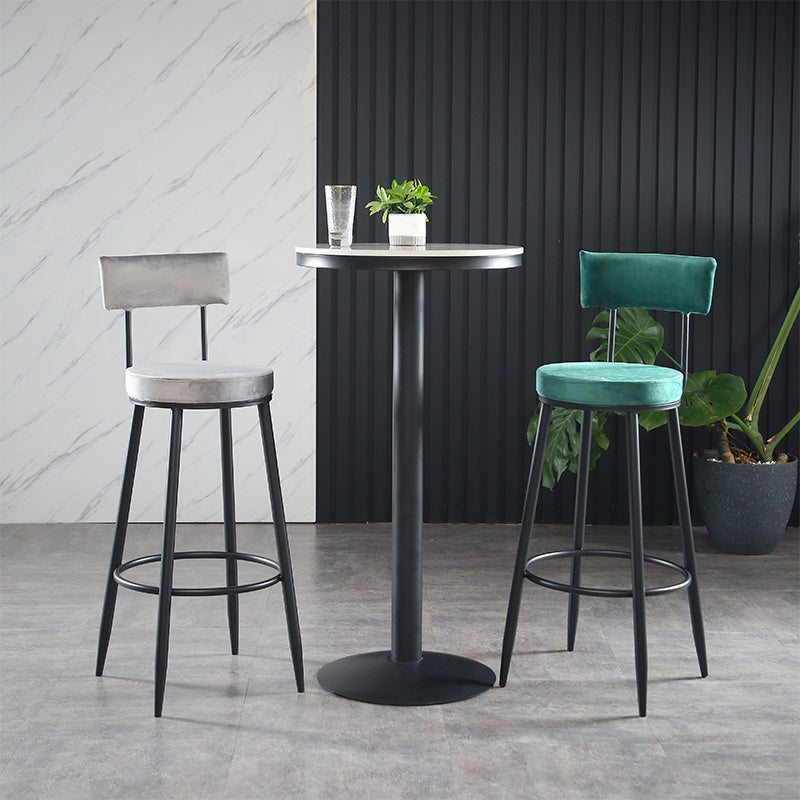 Industrial Metal Footrest Bar Chair Round Upholstered Bar Stool Clearhalo 'Bar Furniture' 'Bar Stools' 'bar_stools' 'furn' 'furn_bar_stools' 'Furniture' 'Kitchen & Dining Furniture' 5792328