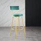 Industrial Metal Footrest Bar Chair Round Upholstered Bar Stool Green Gold 1 Piece Clearhalo 'Bar Furniture' 'Bar Stools' 'bar_stools' 'furn' 'furn_bar_stools' 'Furniture' 'Kitchen & Dining Furniture' 5792329