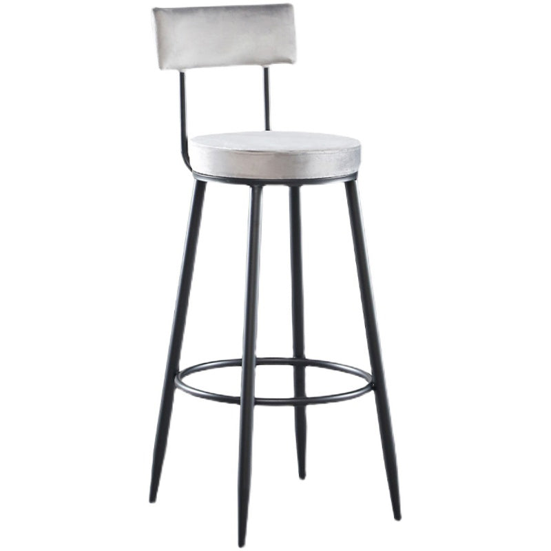 Industrial Metal Footrest Bar Chair Round Upholstered Bar Stool Clearhalo 'Bar Furniture' 'Bar Stools' 'bar_stools' 'furn' 'furn_bar_stools' 'Furniture' 'Kitchen & Dining Furniture' 5792331