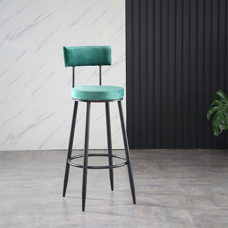 Industrial Metal Footrest Bar Chair Round Upholstered Bar Stool Green 1 Piece Clearhalo 'Bar Furniture' 'Bar Stools' 'bar_stools' 'furn' 'furn_bar_stools' 'Furniture' 'Kitchen & Dining Furniture' 5792332