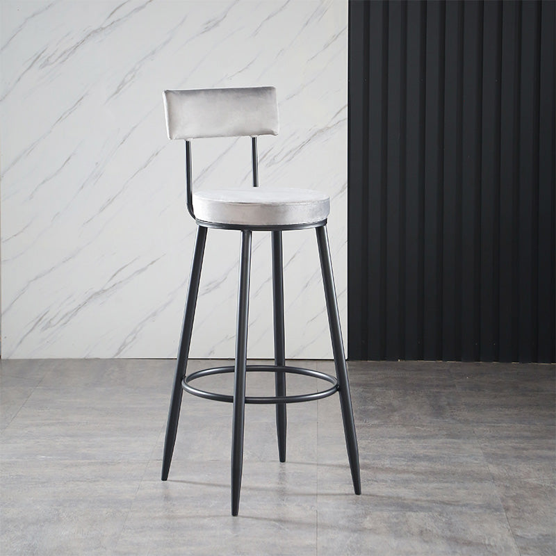 Industrial Metal Footrest Bar Chair Round Upholstered Bar Stool Grey 1 Piece Clearhalo 'Bar Furniture' 'Bar Stools' 'bar_stools' 'furn' 'furn_bar_stools' 'Furniture' 'Kitchen & Dining Furniture' 5792333