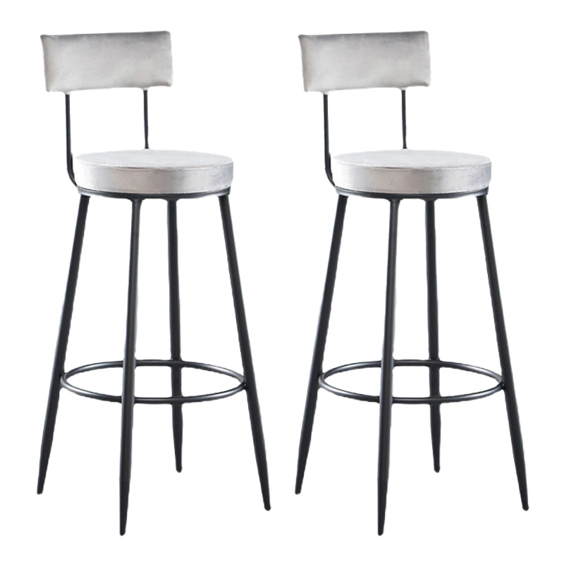 Industrial Metal Footrest Bar Chair Round Upholstered Bar Stool Grey 2 Piece Set Clearhalo 'Bar Furniture' 'Bar Stools' 'bar_stools' 'furn' 'furn_bar_stools' 'Furniture' 'Kitchen & Dining Furniture' 5792336
