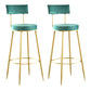 Industrial Metal Footrest Bar Chair Round Upholstered Bar Stool Green Gold 2 Piece Set Clearhalo 'Bar Furniture' 'Bar Stools' 'bar_stools' 'furn' 'furn_bar_stools' 'Furniture' 'Kitchen & Dining Furniture' 5792339