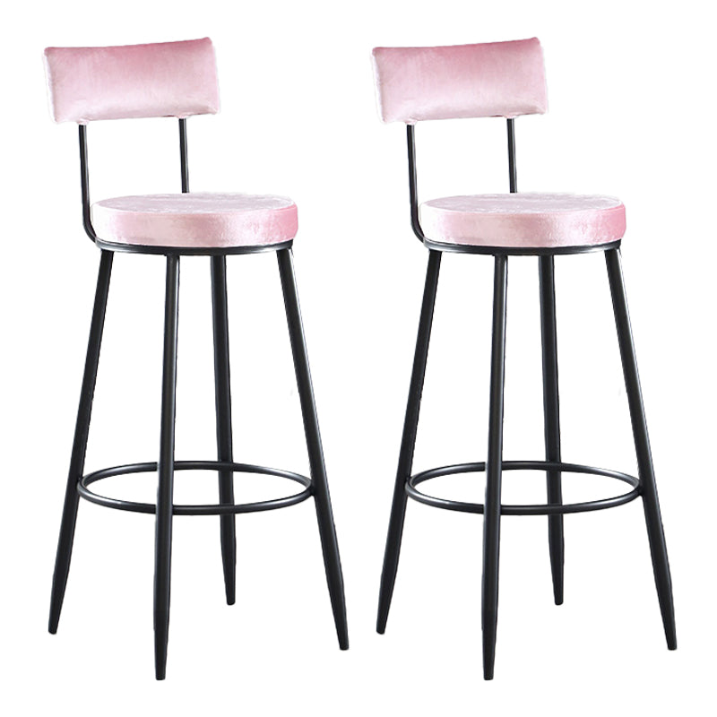 Industrial Metal Footrest Bar Chair Round Upholstered Bar Stool Pink 2 Piece Set Clearhalo 'Bar Furniture' 'Bar Stools' 'bar_stools' 'furn' 'furn_bar_stools' 'Furniture' 'Kitchen & Dining Furniture' 5792343