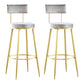 Industrial Metal Footrest Bar Chair Round Upholstered Bar Stool Grey-Gold 2 Piece Set Clearhalo 'Bar Furniture' 'Bar Stools' 'bar_stools' 'furn' 'furn_bar_stools' 'Furniture' 'Kitchen & Dining Furniture' 5792346