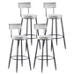 Industrial Metal Footrest Bar Chair Round Upholstered Bar Stool Grey 4 Piece Set Clearhalo 'Bar Furniture' 'Bar Stools' 'bar_stools' 'furn' 'furn_bar_stools' 'Furniture' 'Kitchen & Dining Furniture' 5792348