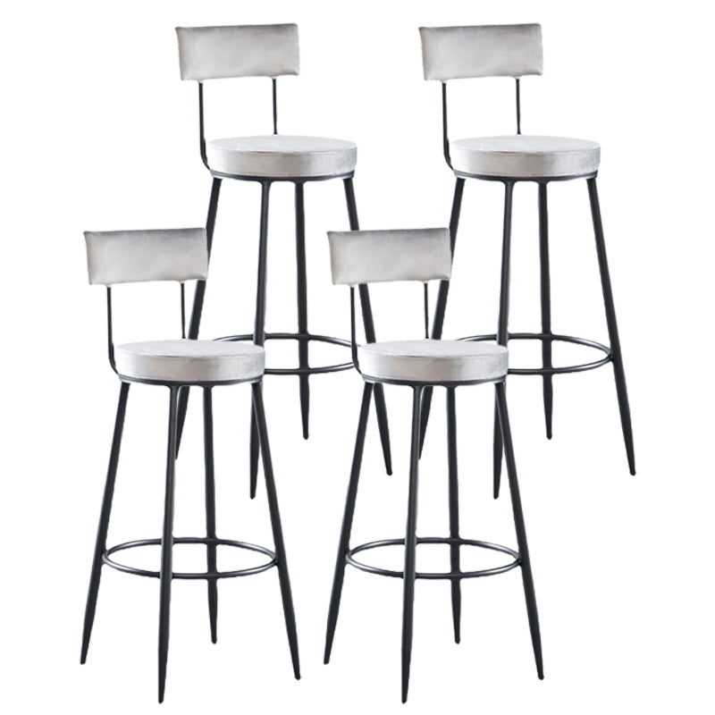 Industrial Metal Footrest Bar Chair Round Upholstered Bar Stool Grey 4 Piece Set Clearhalo 'Bar Furniture' 'Bar Stools' 'bar_stools' 'furn' 'furn_bar_stools' 'Furniture' 'Kitchen & Dining Furniture' 5792348