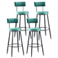 Industrial Metal Footrest Bar Chair Round Upholstered Bar Stool Green 4 Piece Set Clearhalo 'Bar Furniture' 'Bar Stools' 'bar_stools' 'furn' 'furn_bar_stools' 'Furniture' 'Kitchen & Dining Furniture' 5792350