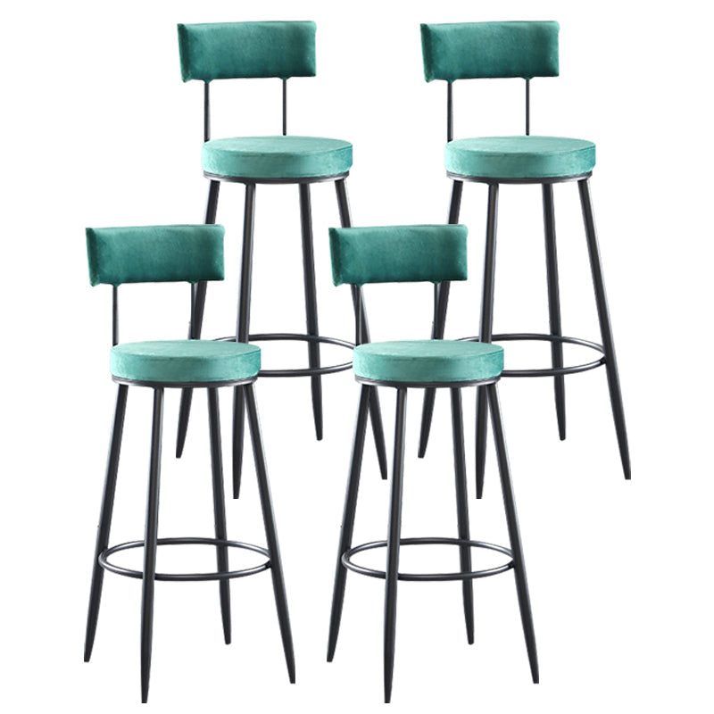 Industrial Metal Footrest Bar Chair Round Upholstered Bar Stool Green 4 Piece Set Clearhalo 'Bar Furniture' 'Bar Stools' 'bar_stools' 'furn' 'furn_bar_stools' 'Furniture' 'Kitchen & Dining Furniture' 5792350