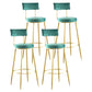 Industrial Metal Footrest Bar Chair Round Upholstered Bar Stool Green Gold 4 Piece Set Clearhalo 'Bar Furniture' 'Bar Stools' 'bar_stools' 'furn' 'furn_bar_stools' 'Furniture' 'Kitchen & Dining Furniture' 5792352