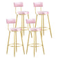 Industrial Metal Footrest Bar Chair Round Upholstered Bar Stool Pink Gold 4 Piece Set Clearhalo 'Bar Furniture' 'Bar Stools' 'bar_stools' 'furn' 'furn_bar_stools' 'Furniture' 'Kitchen & Dining Furniture' 5792353