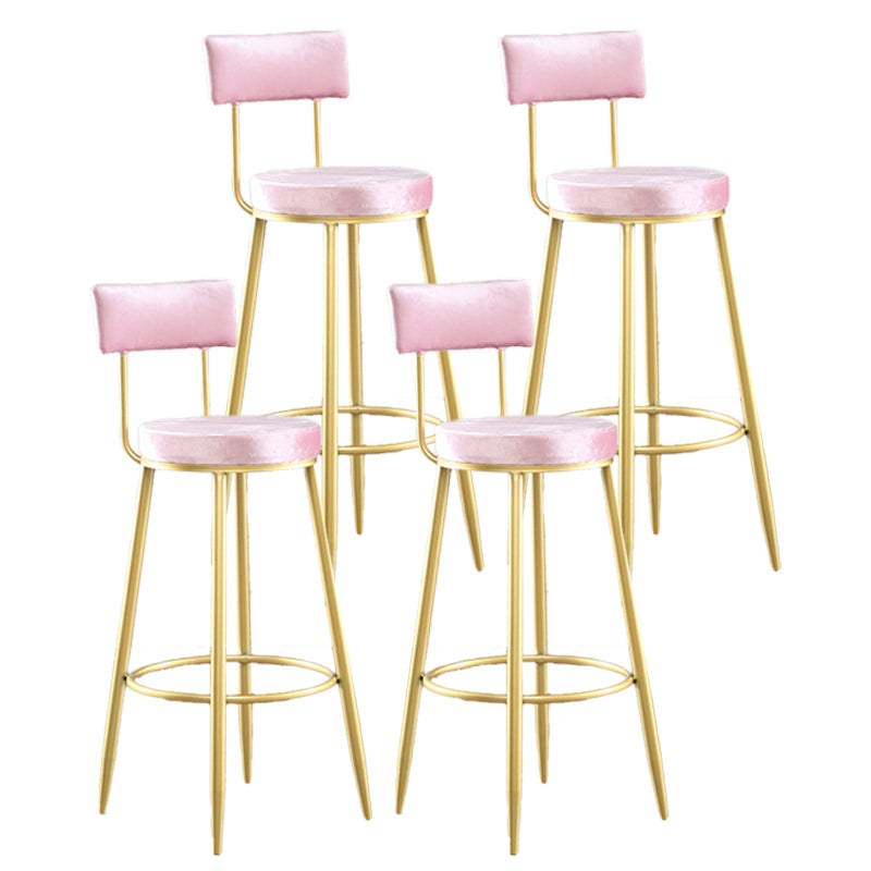 Industrial Metal Footrest Bar Chair Round Upholstered Bar Stool Pink Gold 4 Piece Set Clearhalo 'Bar Furniture' 'Bar Stools' 'bar_stools' 'furn' 'furn_bar_stools' 'Furniture' 'Kitchen & Dining Furniture' 5792353
