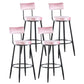 Industrial Metal Footrest Bar Chair Round Upholstered Bar Stool Pink 4 Piece Set Clearhalo 'Bar Furniture' 'Bar Stools' 'bar_stools' 'furn' 'furn_bar_stools' 'Furniture' 'Kitchen & Dining Furniture' 5792354