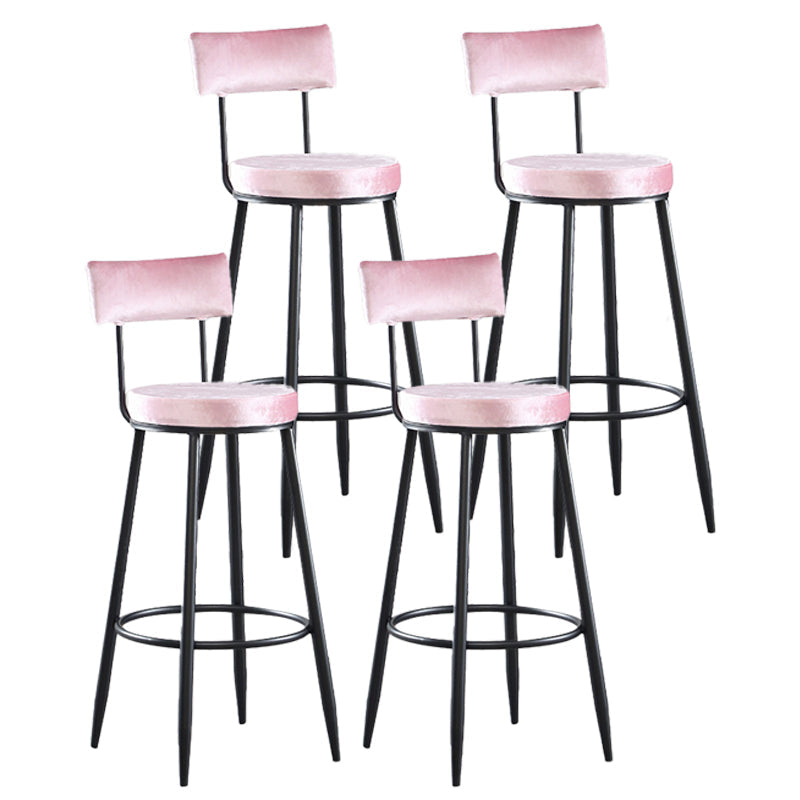 Industrial Metal Footrest Bar Chair Round Upholstered Bar Stool Pink 4 Piece Set Clearhalo 'Bar Furniture' 'Bar Stools' 'bar_stools' 'furn' 'furn_bar_stools' 'Furniture' 'Kitchen & Dining Furniture' 5792354